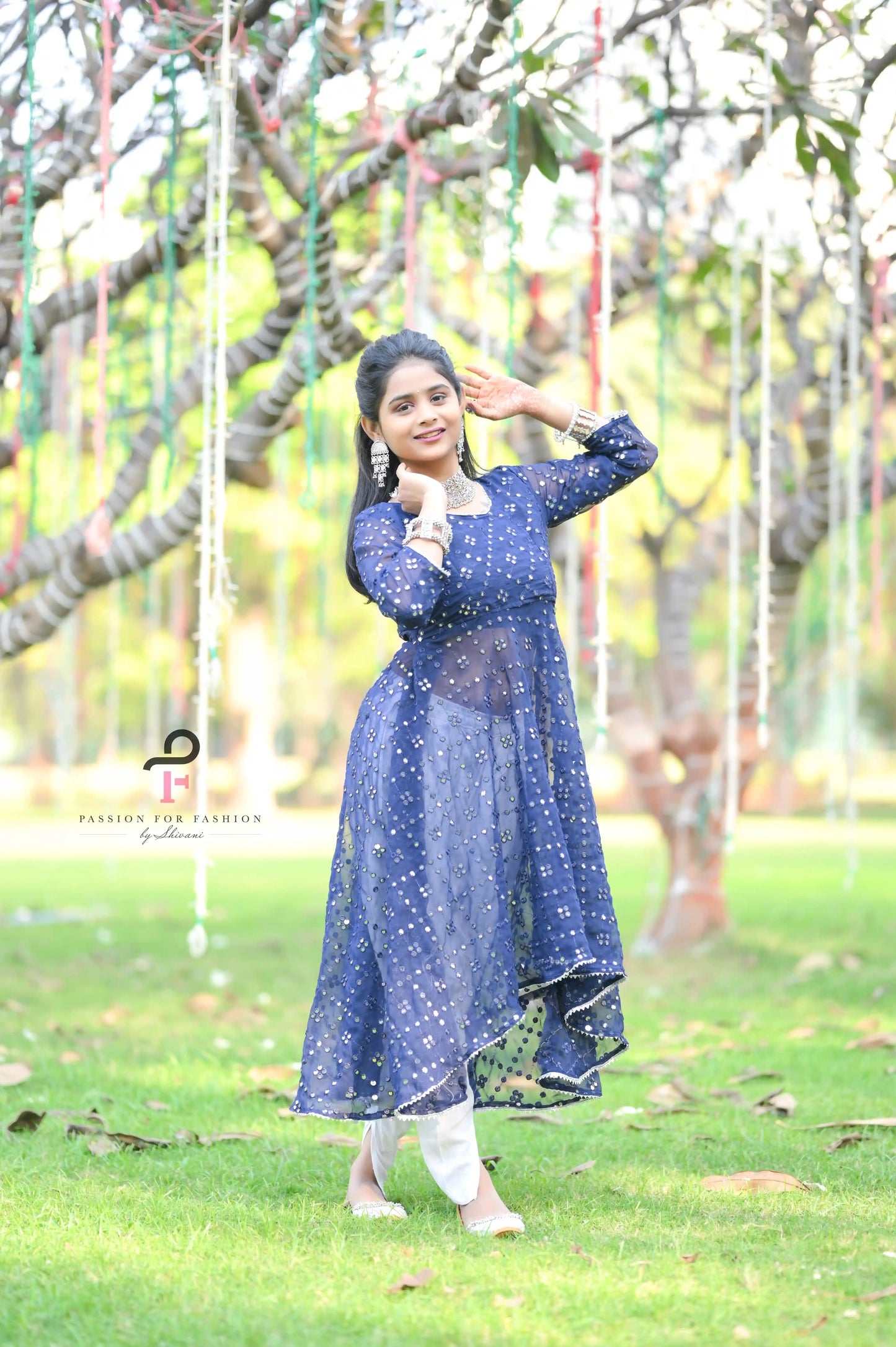 Twirl Blue Gulnaz Embroidered Kurta