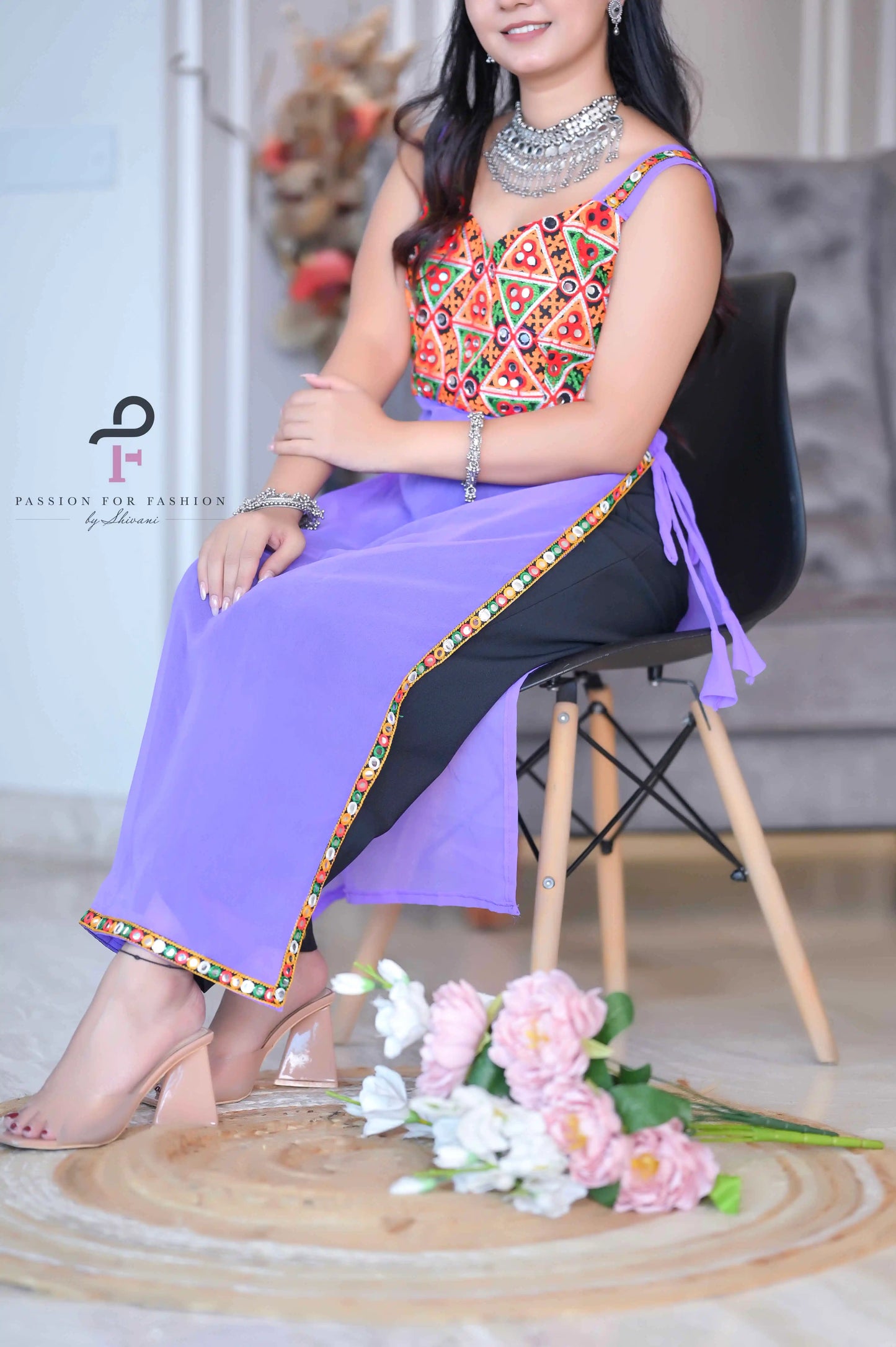 Rosy Lilac Gulnaz Embroidered Kurta