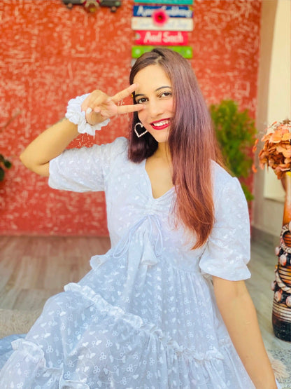 Snow Bloom Tiered Dress - Passion for Fashion by Shivani