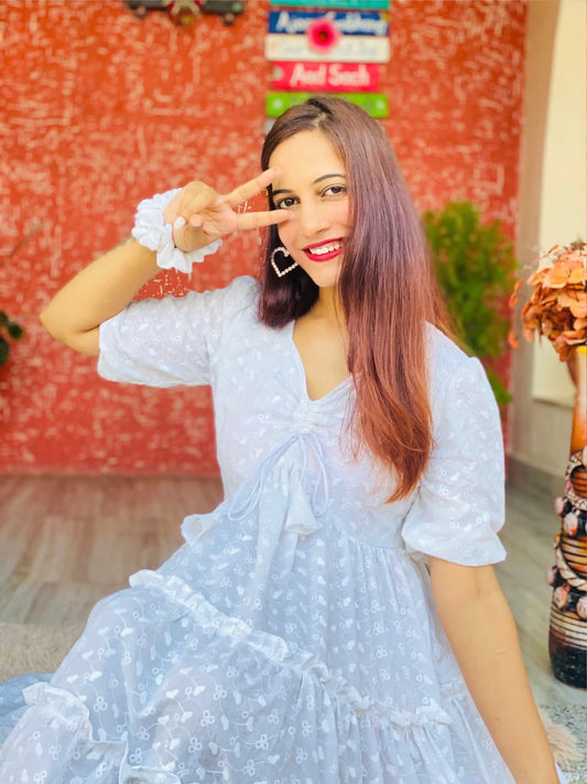 Snow Bloom Tiered Dress - Passion for Fashion by Shivani