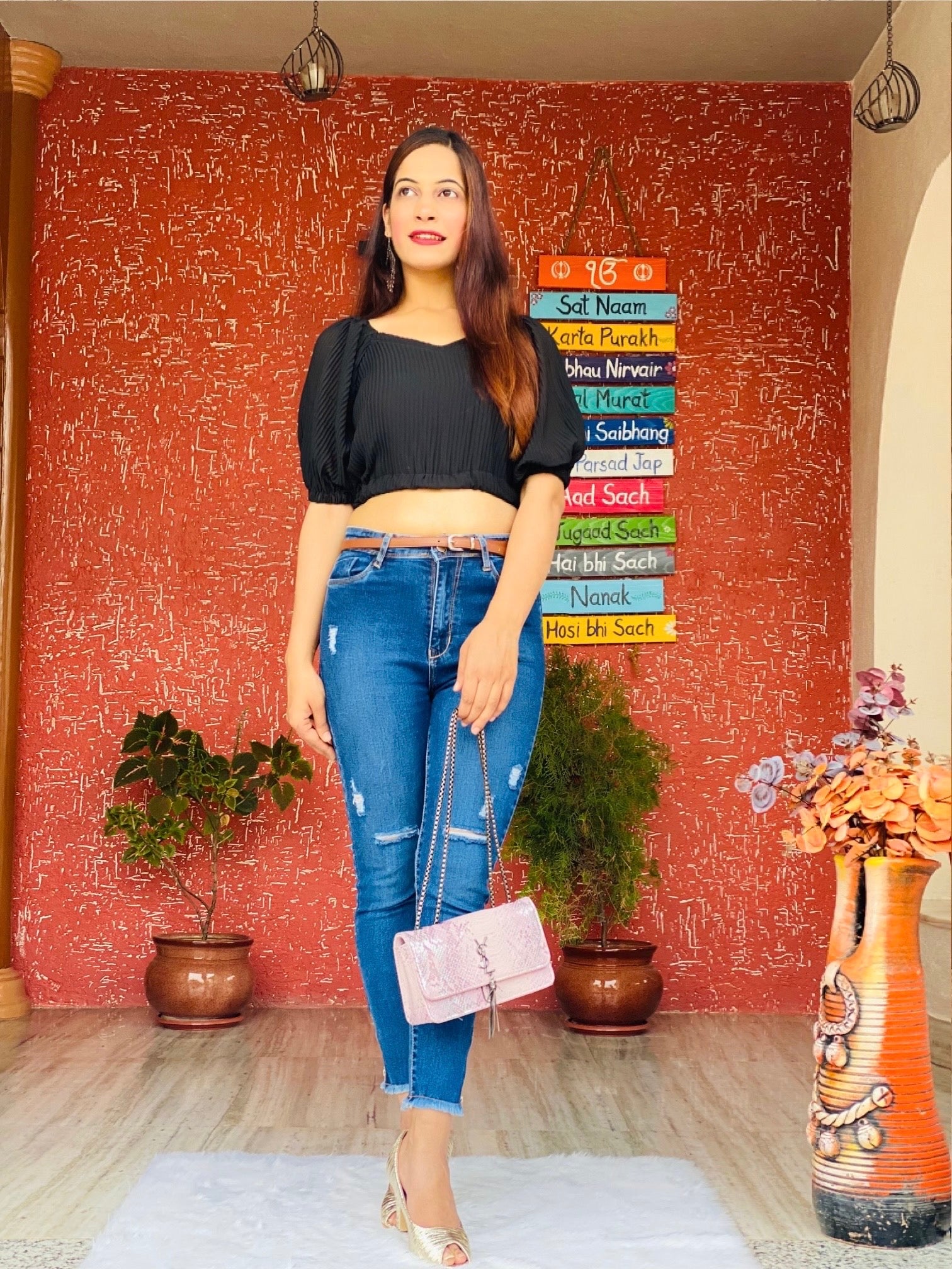 Midnight Charm Smocked Crop Top