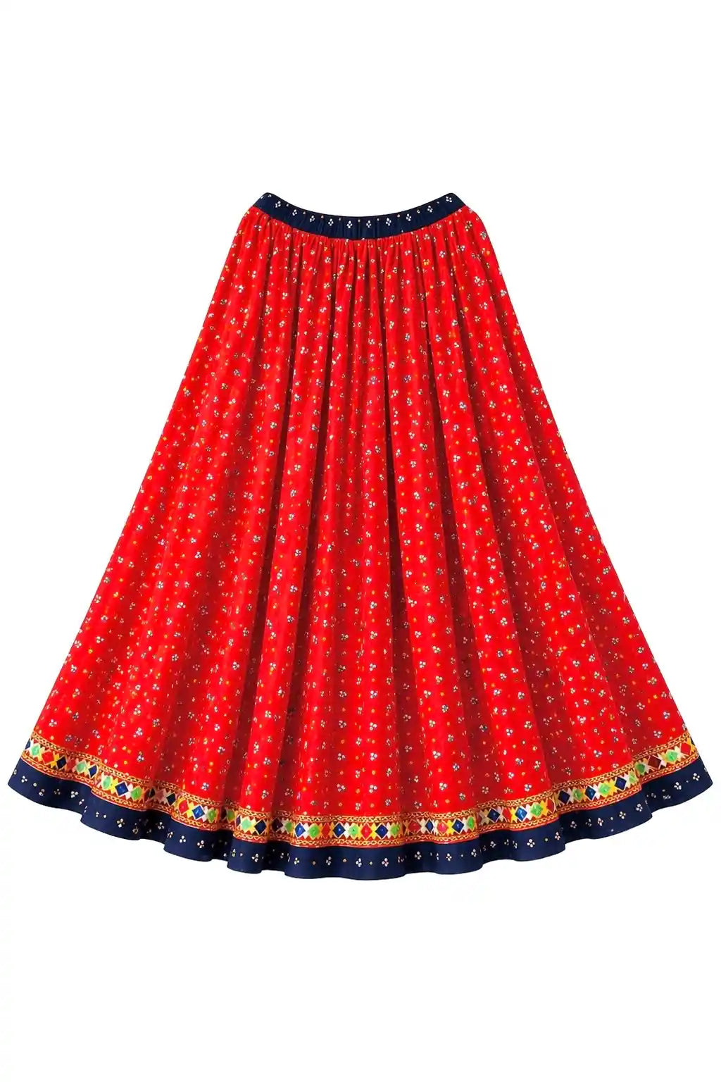 Red Bandhej Jaipuri Twirl Skirt