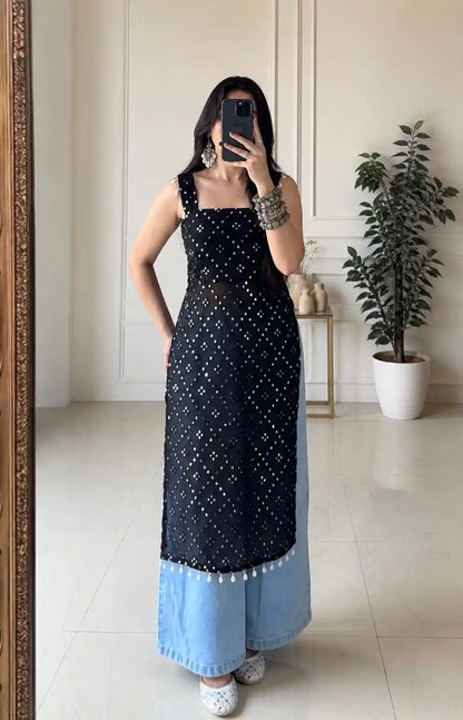 Santoshi’s Black Embroidered Gulnaz Kurta