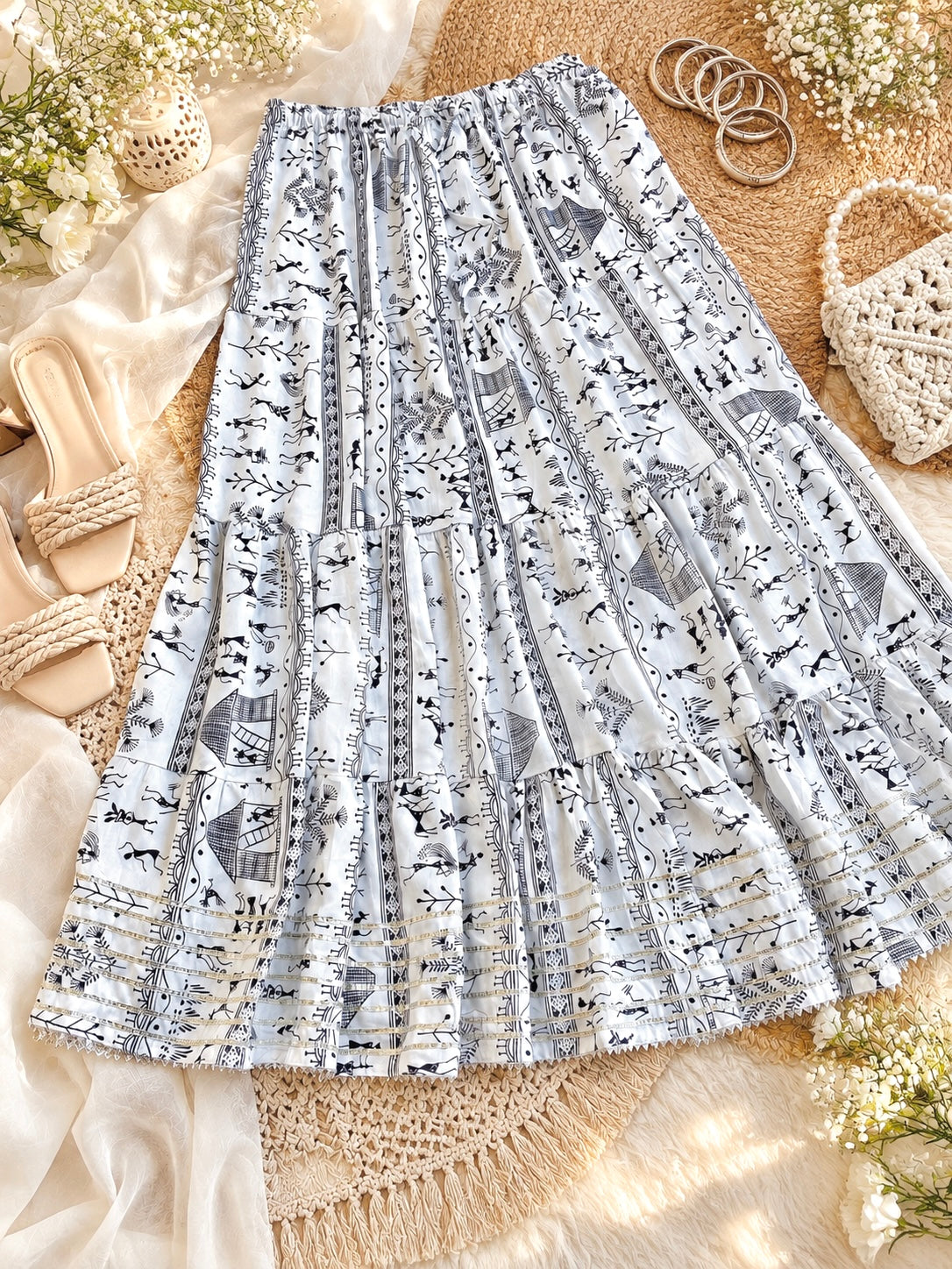 Indigo Bloom Jaipuri Twirl Skirt