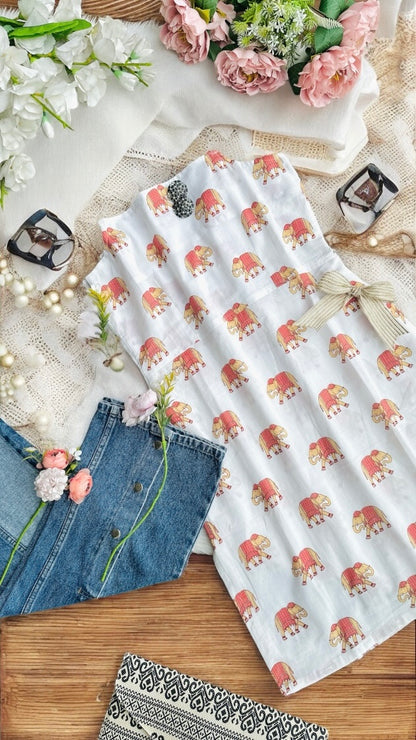 Milky White Rangriti Budget Kurta