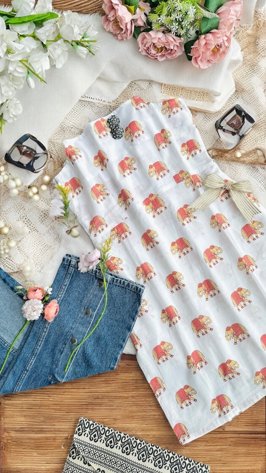 Milky White Rangriti Budget Kurta