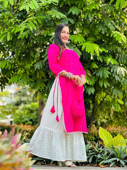 Luxe Pink Embroidered Gulnaz Kurta