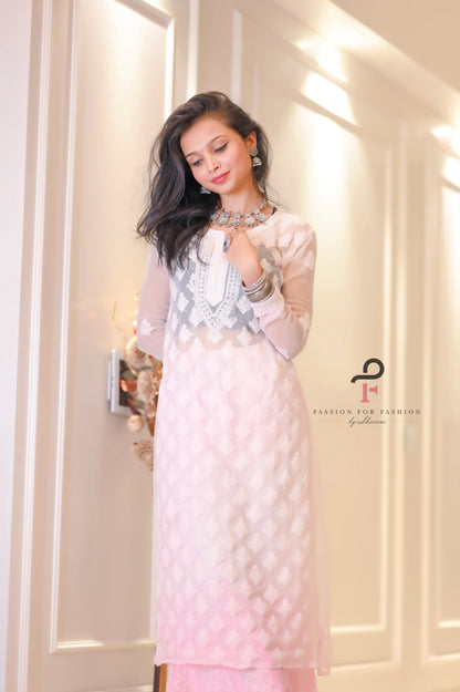 Blush Pink Nazakat Chikan Noor Set