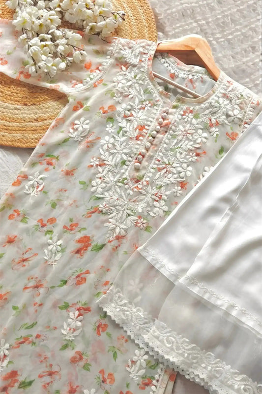 Blush Cream Nazakat Chikan Kurta