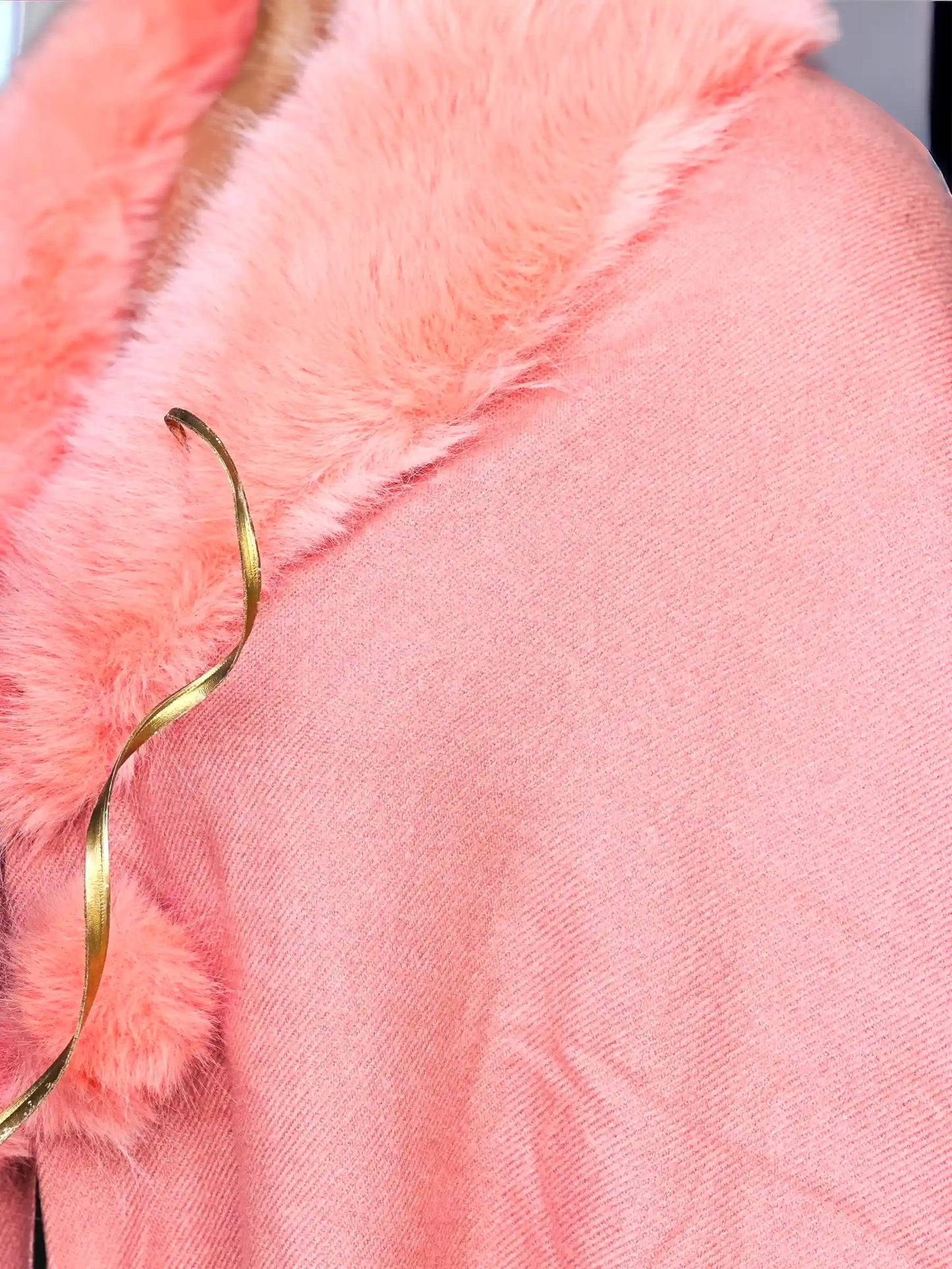 Soft Peach Fur Winter Cape