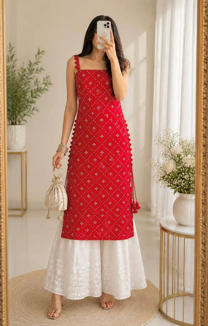 Nakhra Red Embroidered Gulnaz Kurta