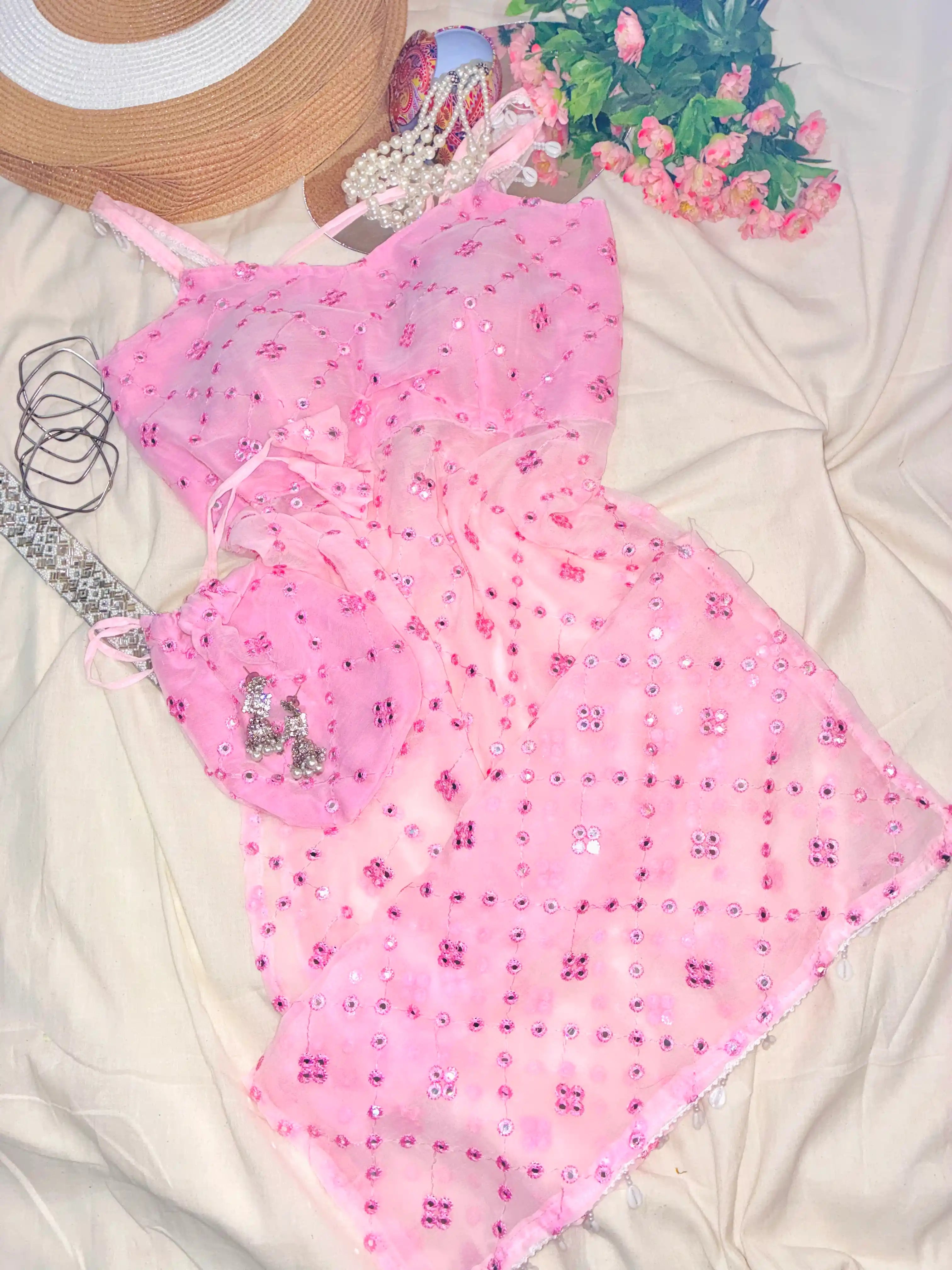 Blush Pink Gulnaz Embroidered Kurta