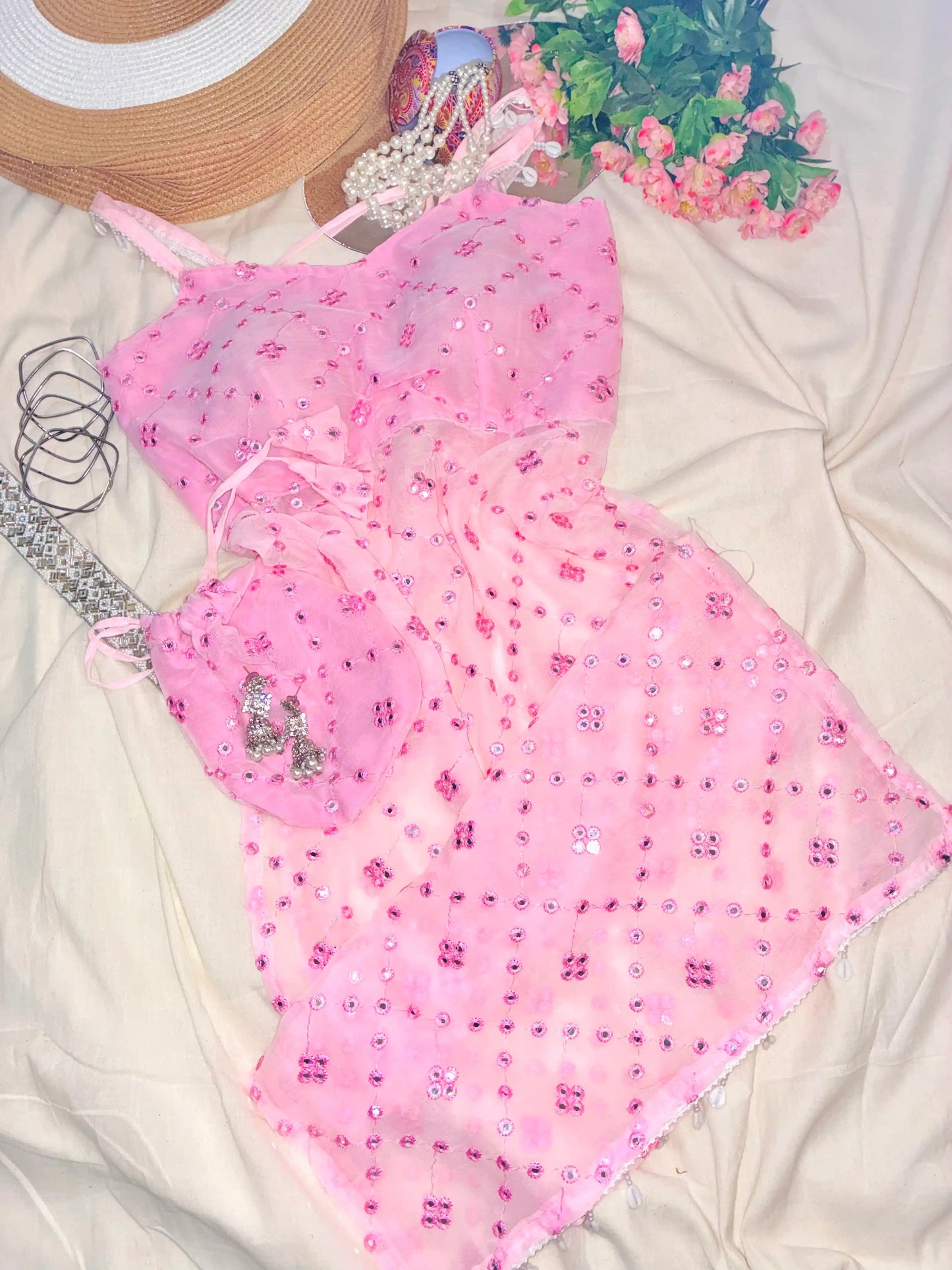 Blush Pink Gulnaz Embroidered Kurta