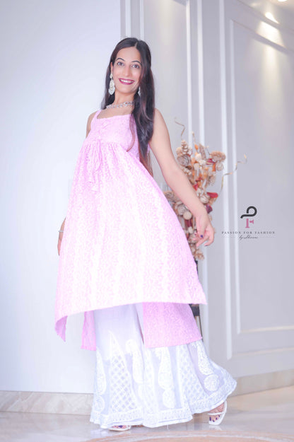 Blush Pink Dori Gulnaz Embroidered Kurta
