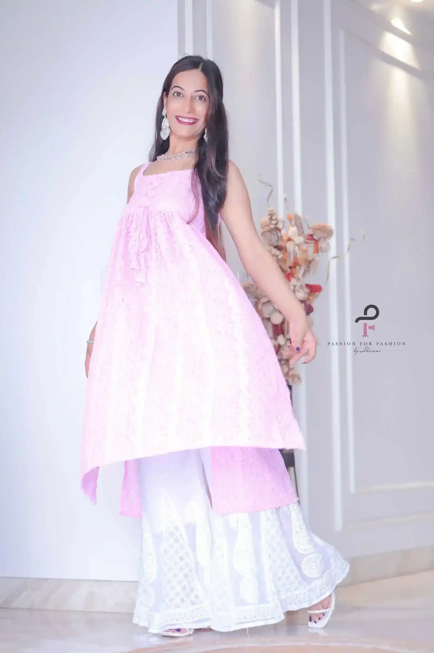 Blush Pink Dori Gulnaz Embroidered Kurta