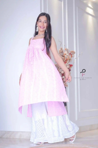 Blush Pink Dori Gulnaz Embroidered Kurta