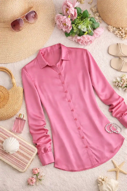 Blush Pink Satin Shirt