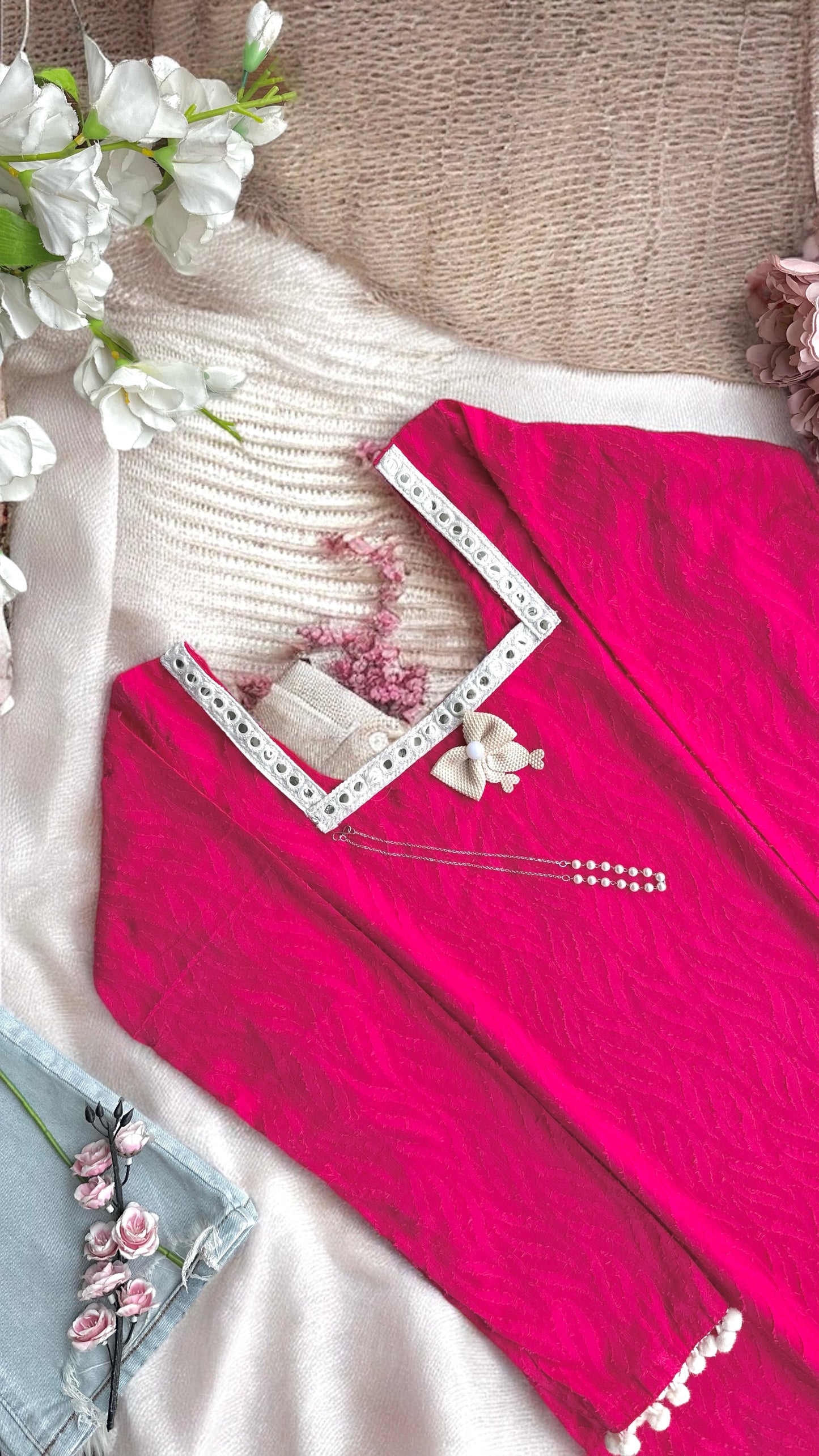 Fuchsia Glow Mirror Kurta