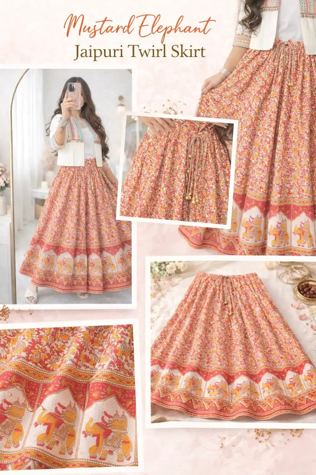 Mustard Elephant Jaipuri Twirl Skirt