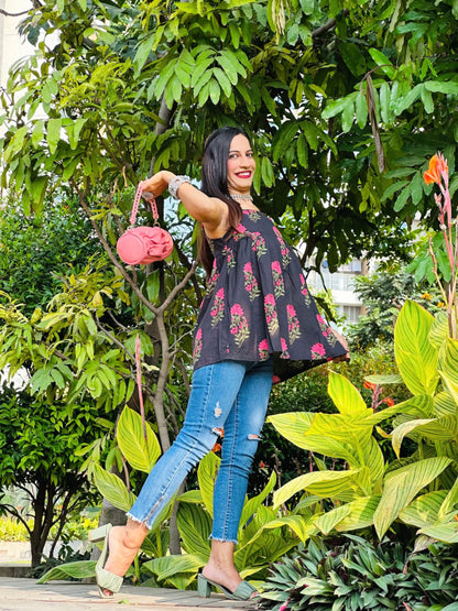 Pitch Block Floral Gulnaz Short Kurta