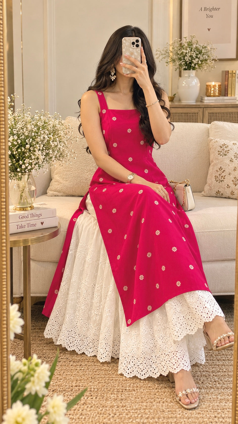 Fuchsia Pink Embroidered Gulnaz Kurta