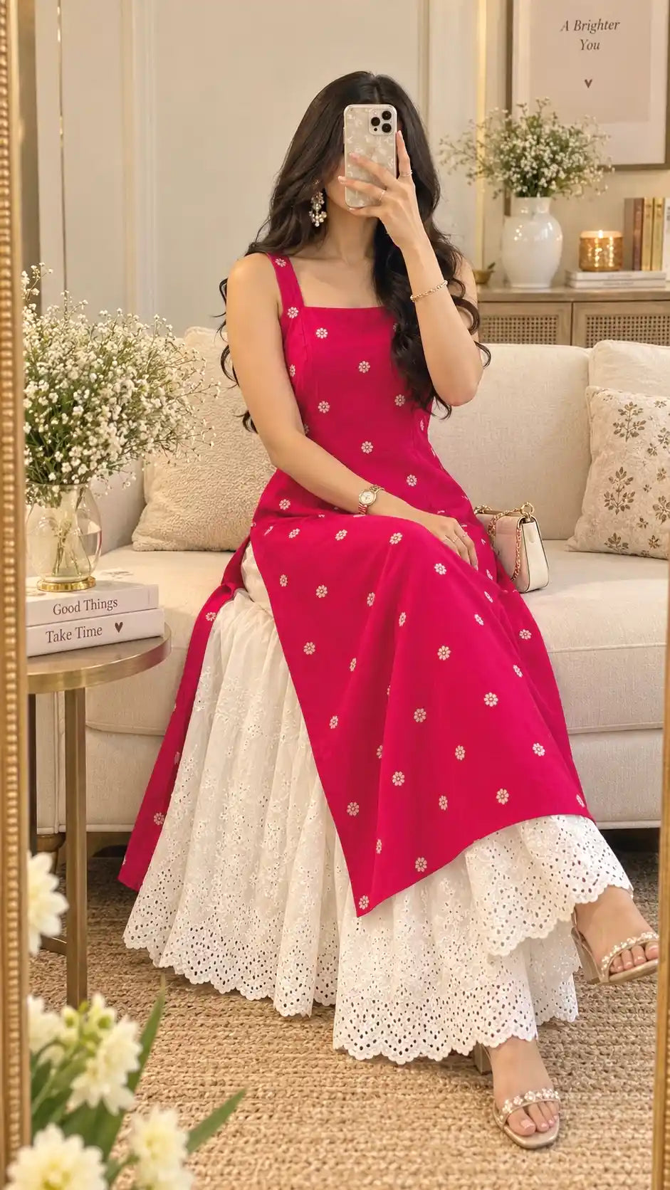 Fuchsia Pink Embroidered Gulnaz Kurta