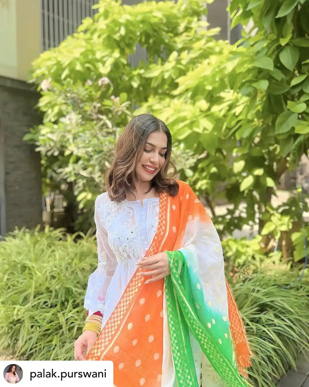 Palak White Noor Mirror Chikankari