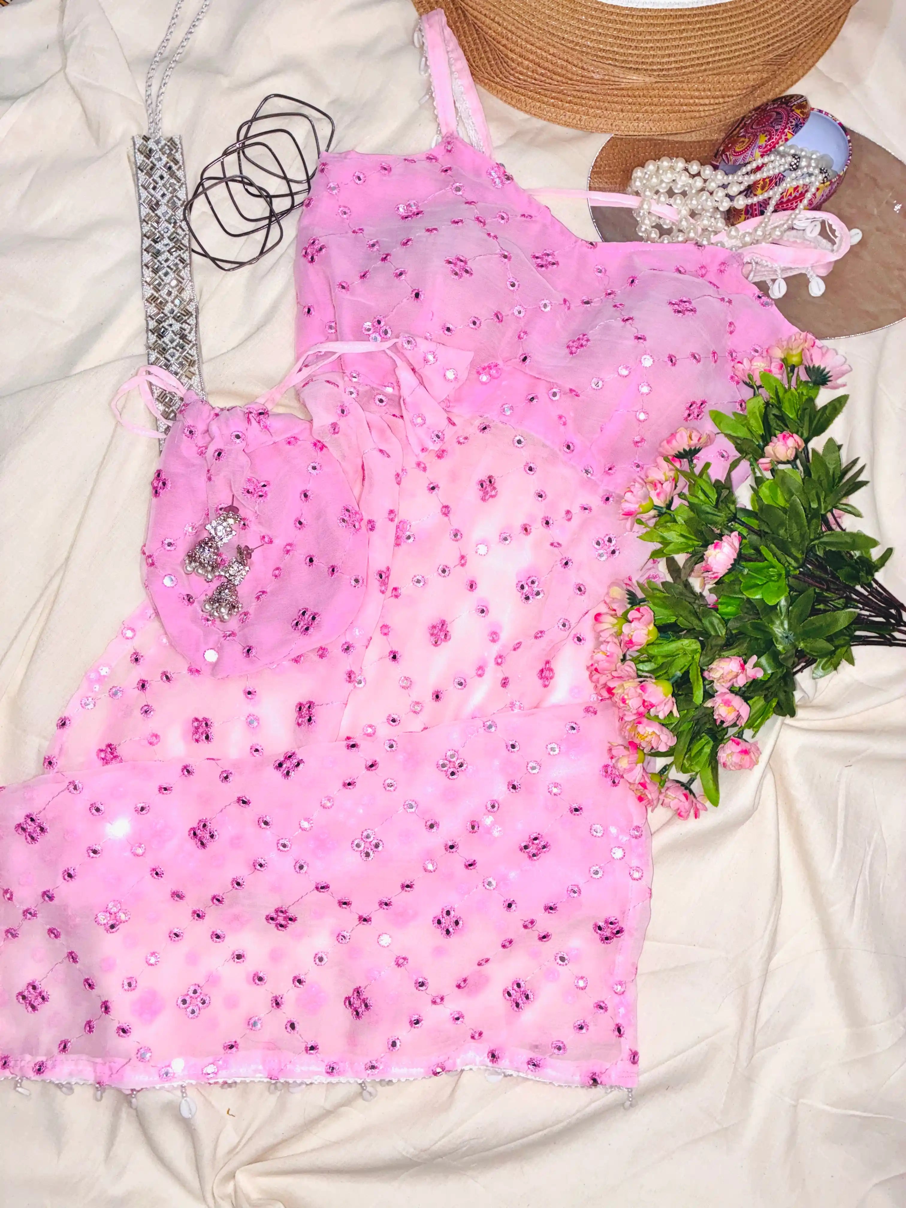 Blush Pink Gulnaz Embroidered Kurta