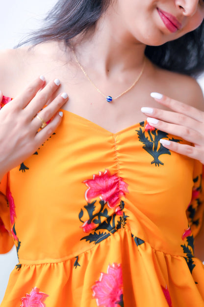 Sunflower Yellow Cotton Pleated Peplum