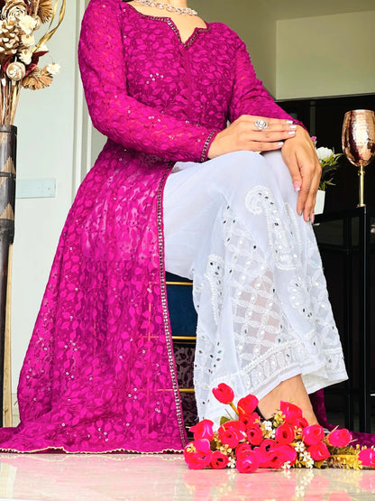 Champagne Wine Embroidered Gulnaz Kurta