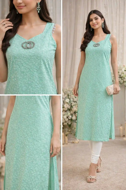 Mint Bloom Shell Gulnaz Kurta