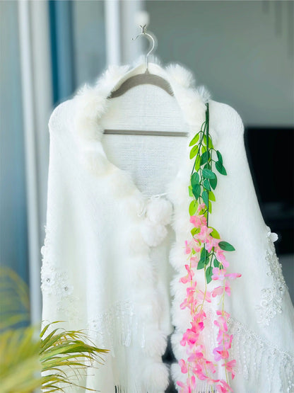 Soft White Fur Winter Cape