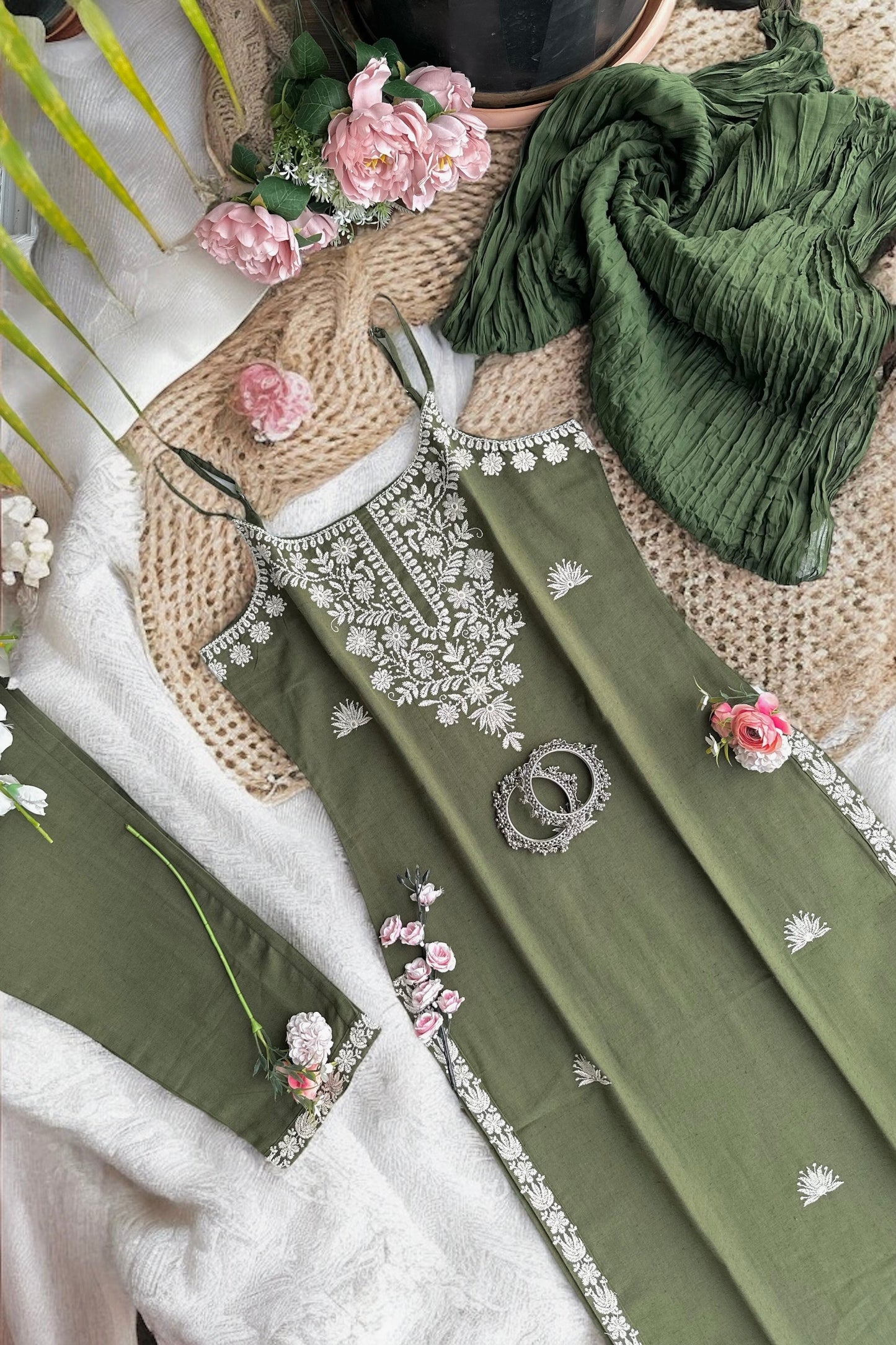 Emerald Bliss Embroidered Meher Suit