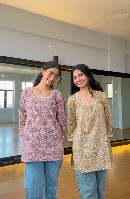 Gulnaz Vintage Mosaic Cotton Kurti