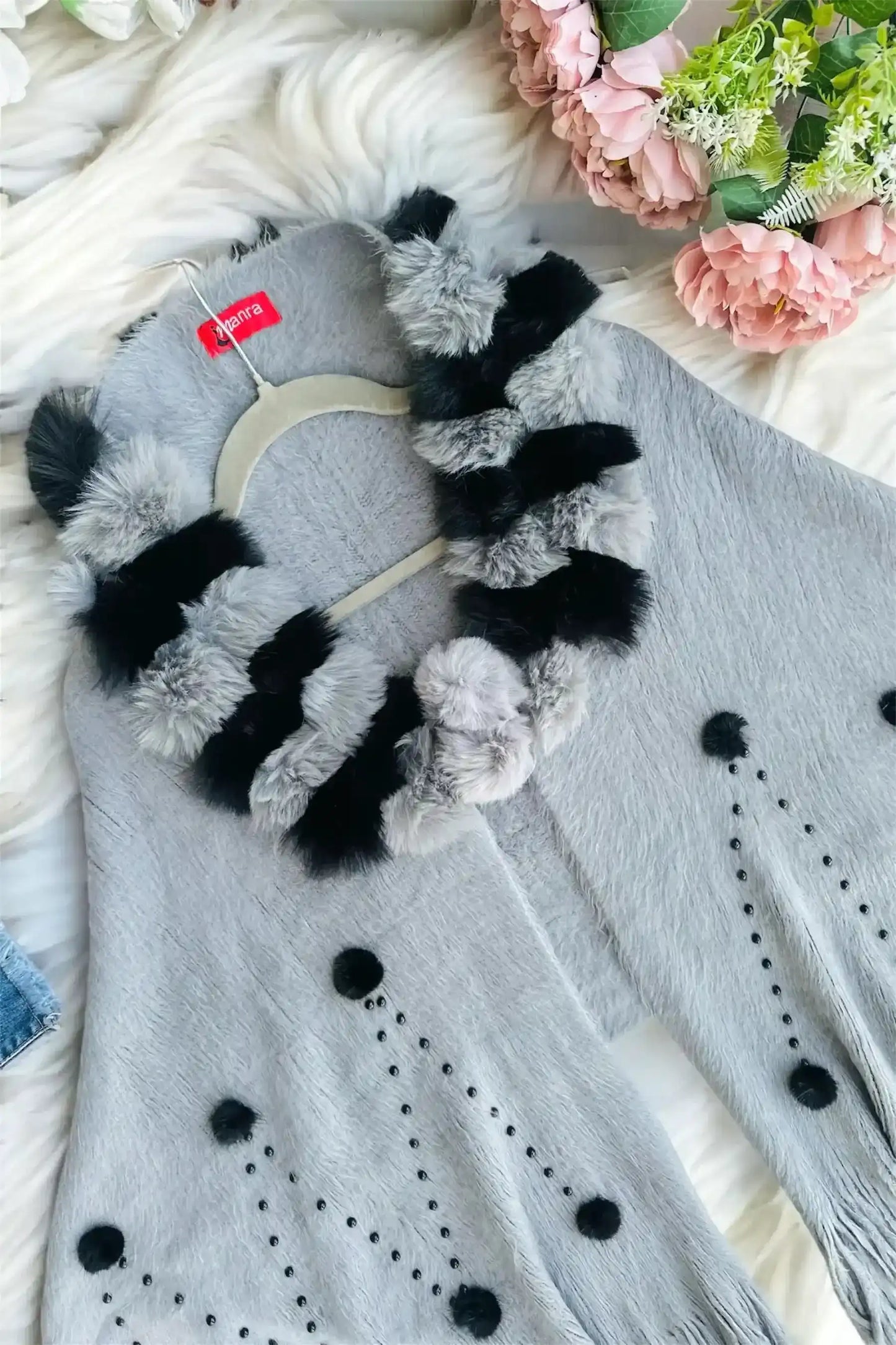 Soft Grey Fur Winter Cape