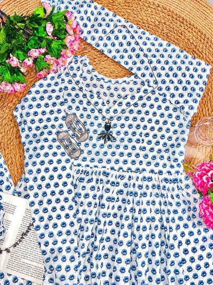 Meher Blue Floral Mulmul Suit Set