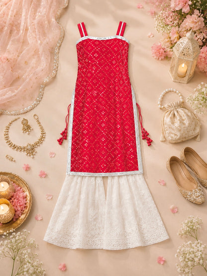 Fenil’s Scarlet Maroon Mirror Gulnaz Kurta
