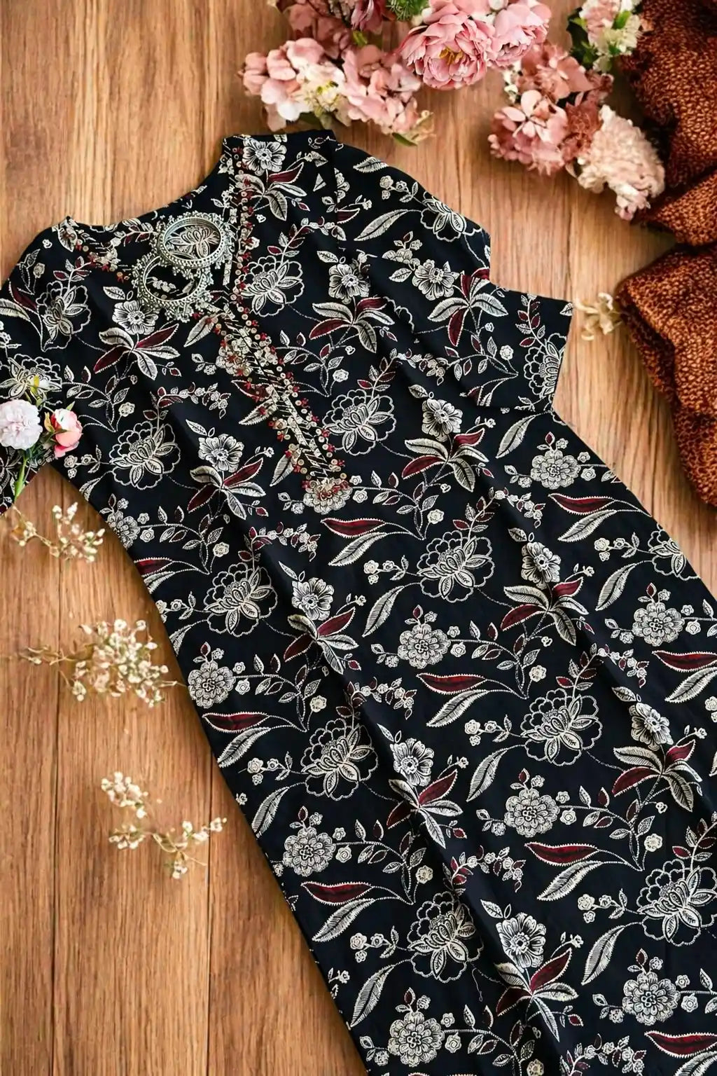 Kalamkari Black Mul Budget Kurta