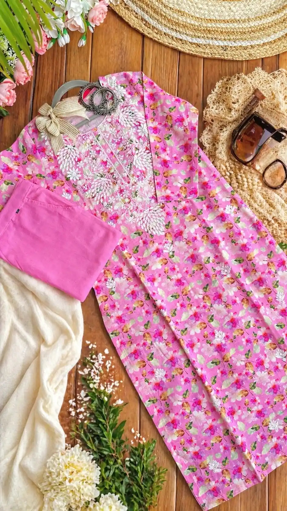 Pink Chikankari Meher Suit Set