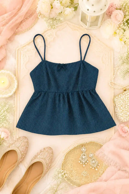 Midnight Stripes Peplum Top