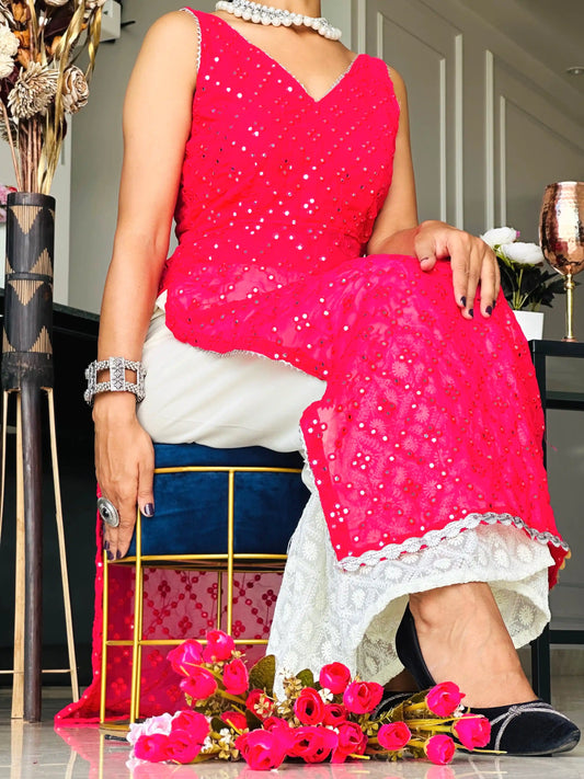 Salmon Pink Mirror Gulnaz Kurta