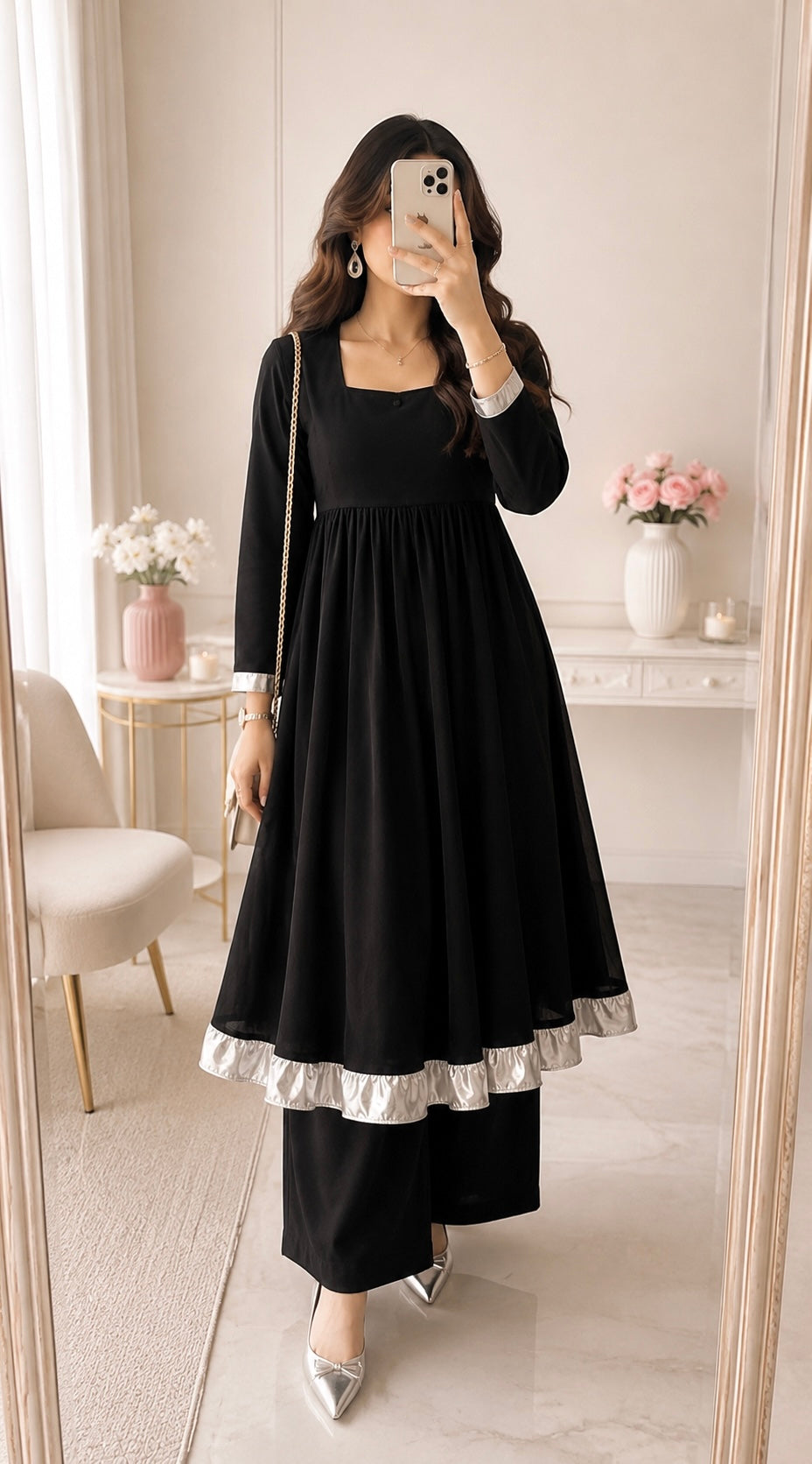 Gulnaz Black Royale Anarkali Suit Set