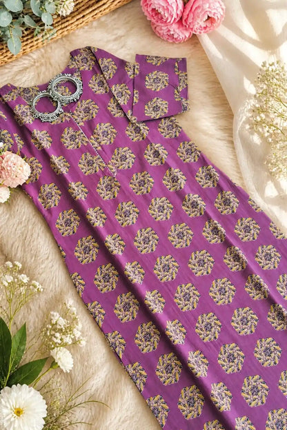Purple Block Mul Budget Kurta