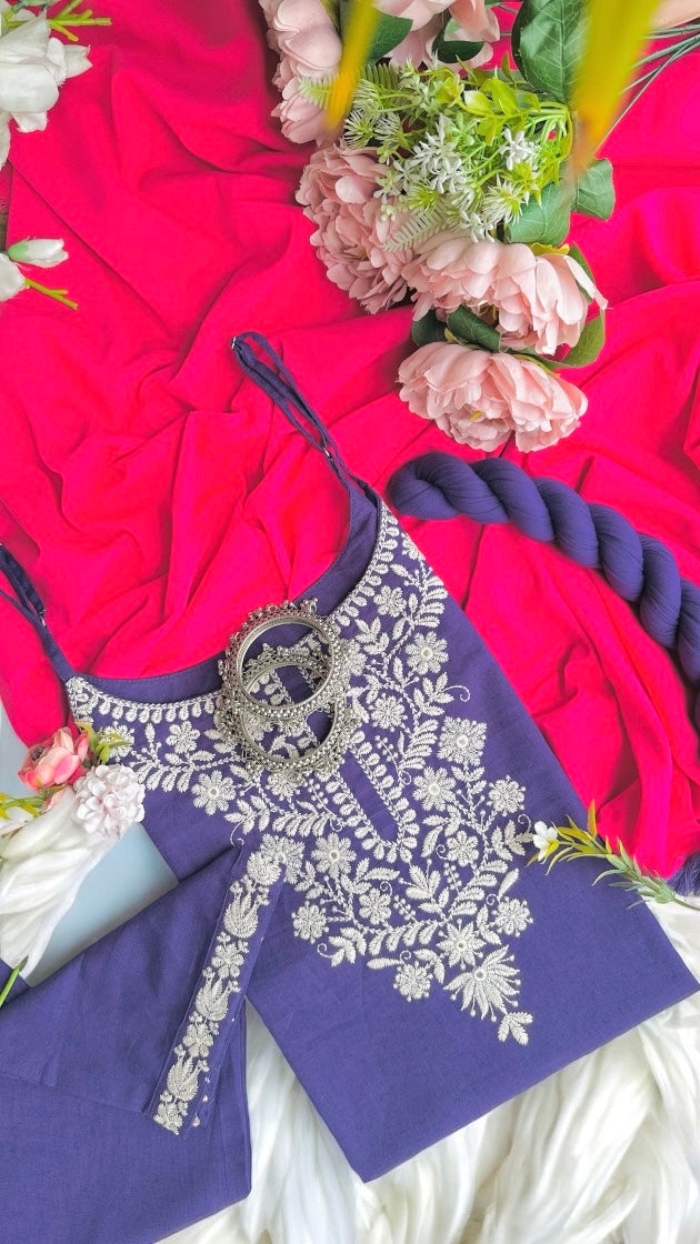 Purple Bliss Embroidered Meher Suit