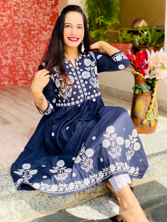 Midnight Blossom Kurta Set