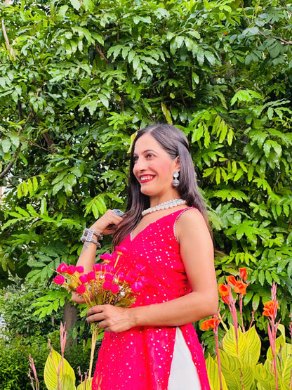 Salmon Pink Mirror Gulnaz Kurta