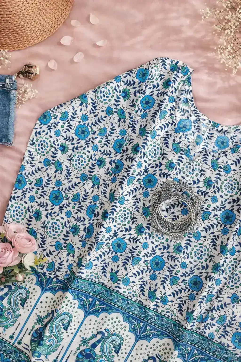 Blue Peacock Budget Short Kurta