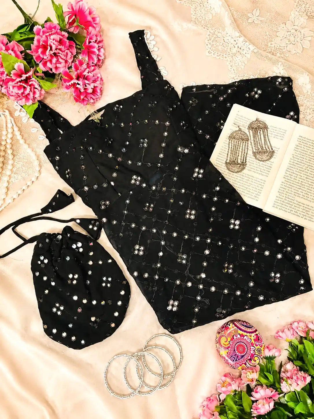 Upasna’s Black Embroidered Gulnaz Kurta