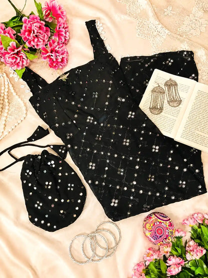 Upasna’s Black Embroidered Gulnaz Kurta