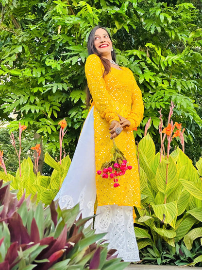 Amber Yellow Mirror Gulnaz Kurta